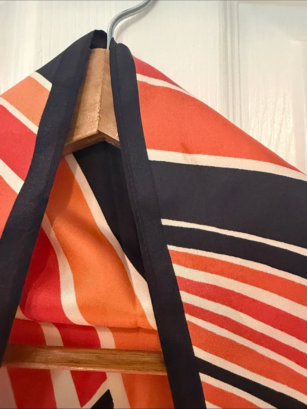Banana Republic Orange & Black Striped Silk Scarf